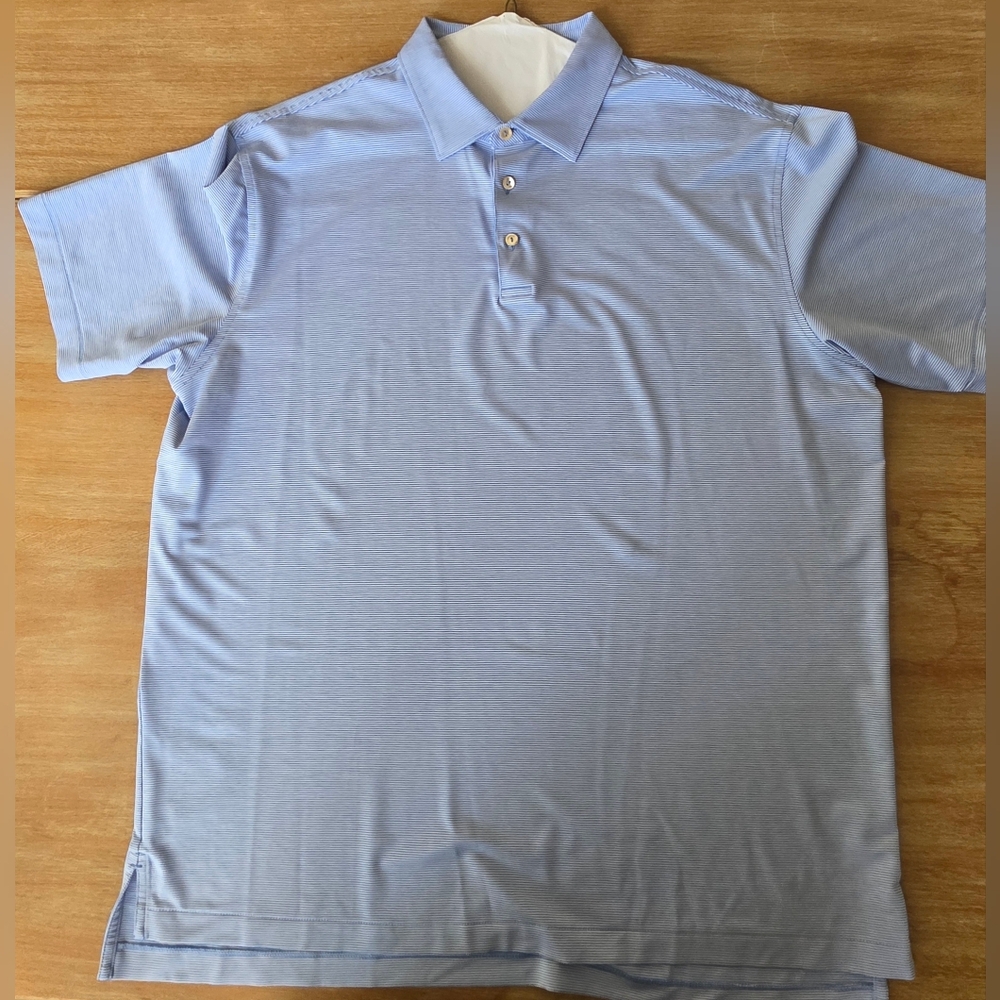 Peter Millar Summer Comfort Polo Men’s XL Blue Striped Performance Golf Shirt